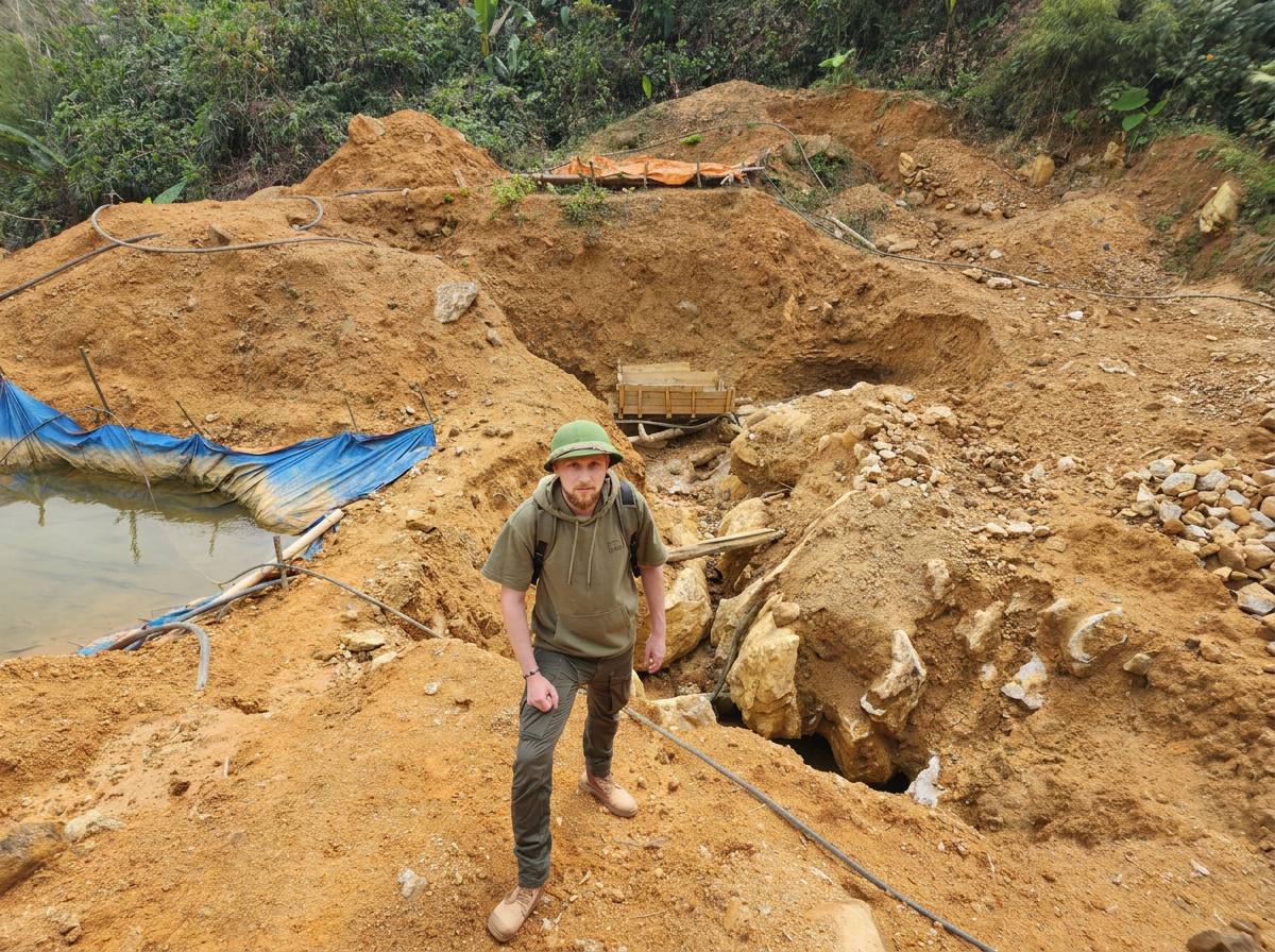 Vadim at a gemstone extraction site